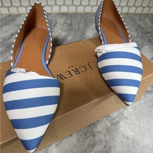 J. Crew Blue and White Striped Flats